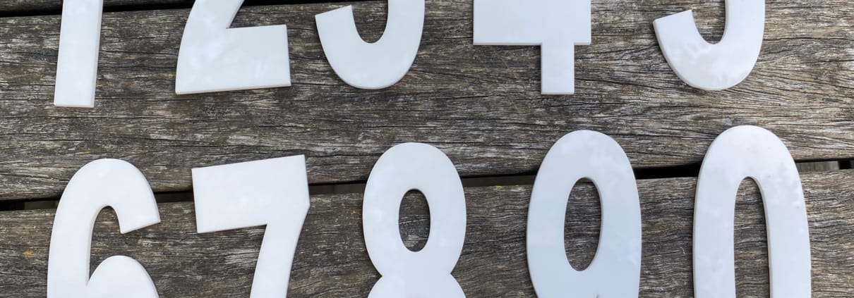 Numbers - Arial White 100mm