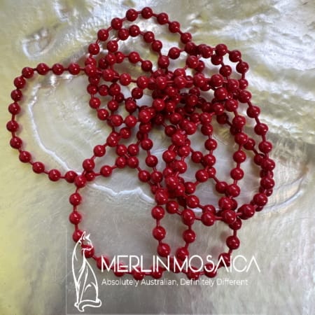 Ball Chain - Red - 3mm Brass