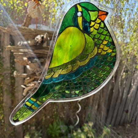 Ali Howson - Green Birdie on Acrylic