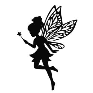 Pretty,Garden,Fairy,Silhouette,Vector,Cartoon,Illustration