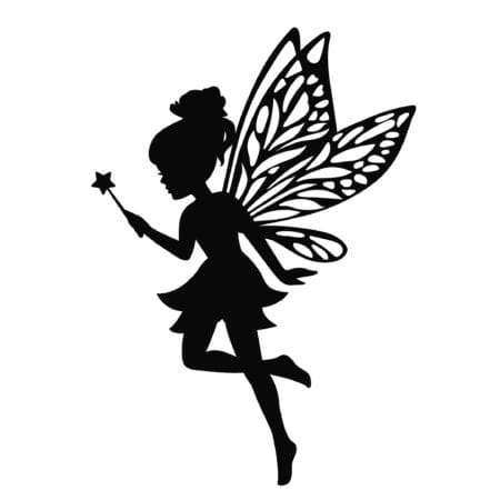 Pretty,Garden,Fairy,Silhouette,Vector,Cartoon,Illustration