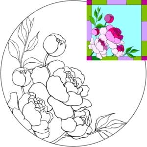 MM1670 - Round Peony Panel BW with example